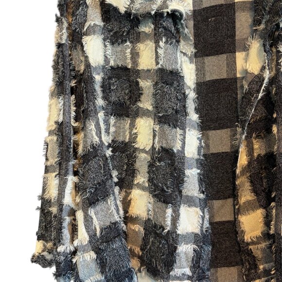 Multiples Long Sleeve Black & White Collared Fuzzy Design Open Front Jacket Med - Picture 2 of 7